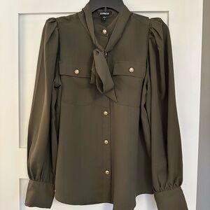 Express Women's Olive Green Blouse
